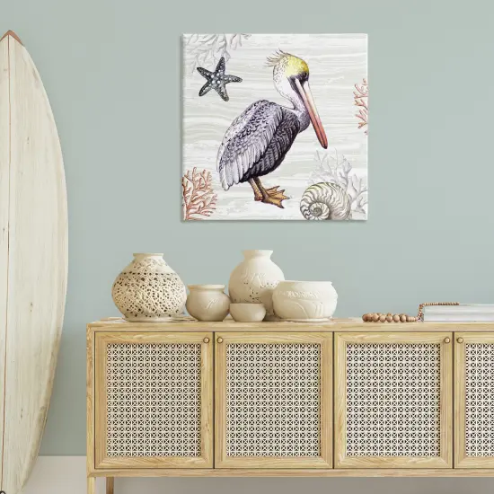 Stupell Industries Beach Bird Pelican Canvas Wall Art Design by Elena Vladykina {2}