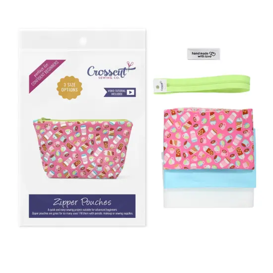 Crosscut Sewing Co.&reg; Zipper Pouch Sewing Project Kit for Beginners with Fabric, Instructions and Video Coffee {1}