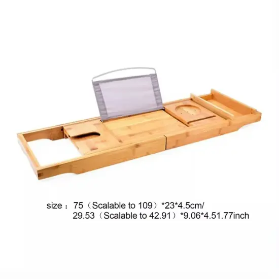 Bathtub Caddy Tray Bamboo Bath Tray Table Rack Tablet Phone Books Holder Shelf {2}