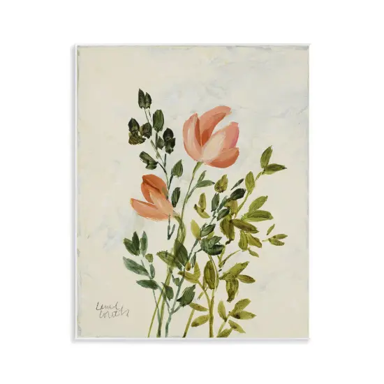 Stupell Industries Vintage Leaves Pink Blossom Wall Plaque Art Design by Lanie Loreth {1}