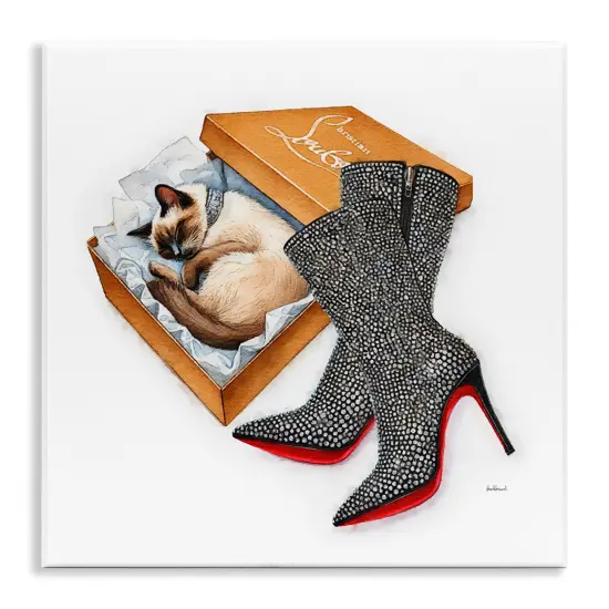 Stupell Industries Stylish Shoebox Cat Wall Plaque Art Design by Amanda Greenwood {1}
