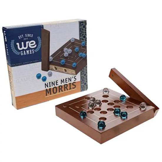 WE Games Nine Men's Morris Wooden Travel Game with Marbles - 5 inch Travel Size {2}