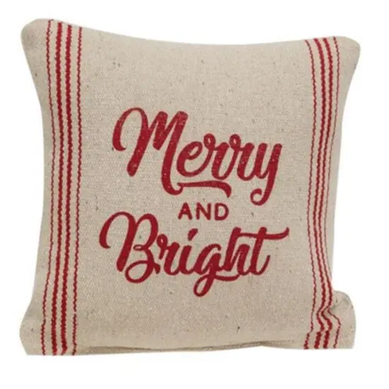 Merry & Bright Red Striped Pillow {1}