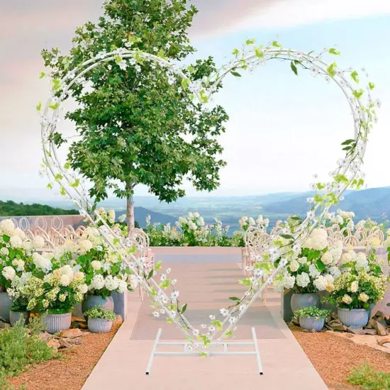 White Heart-Shaped Metal Wedding Arch Wedding Backdrop Arch for Birthday, Party {3}