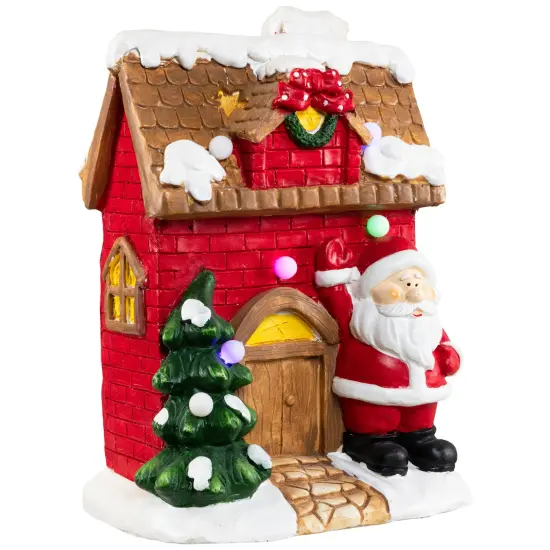 Northlight LED Lighted House with Santa Musical Christmas Decoration - 16" - Red Brown {5}
