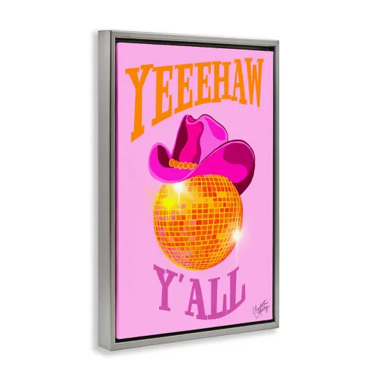 Stupell Industries Yeehaw Y'all Disco Cowboy Framed Floater Canvas Wall Art Design by Elizabeth Medley {3}