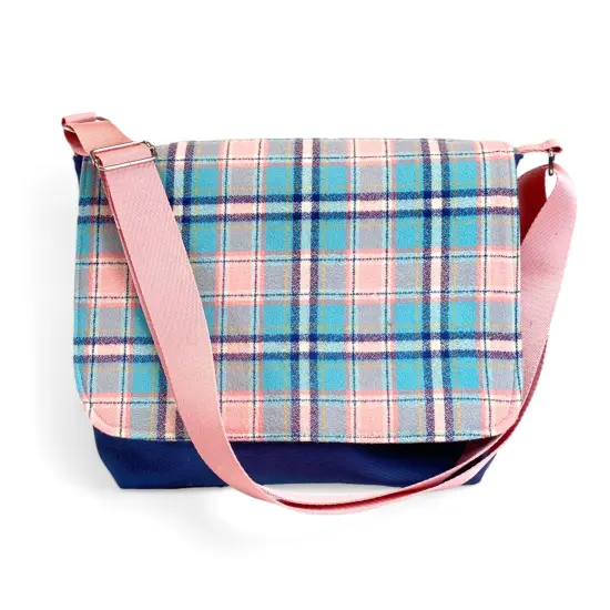 Crosscut Sewing Co.&reg; Messenger Bag Sewing Project Kit for Beginners Plaid flannel {3}