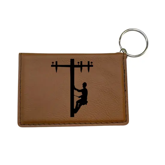 Keychain ID Holder Wallet - Lineman - Leather Red/Black {4}