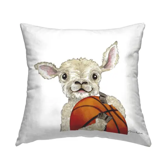 Sheep with Basketball Design by Sharon Kuplack Throw Pillow  {1}