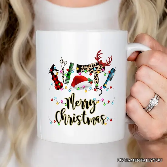 Hair Stylist Buffalo Plaid Christmas Mug, Hair Hustler Gift {2}