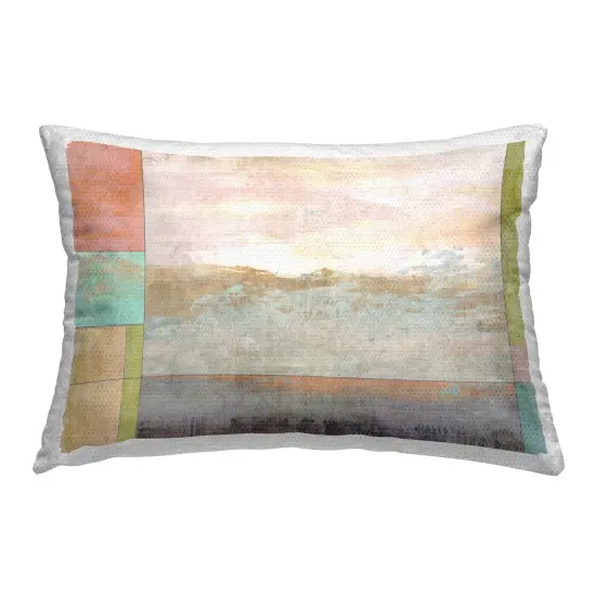 Landscape with Geometric Border Design by Suzanne Nicoll Outdoor Printed Pillow  {1}
