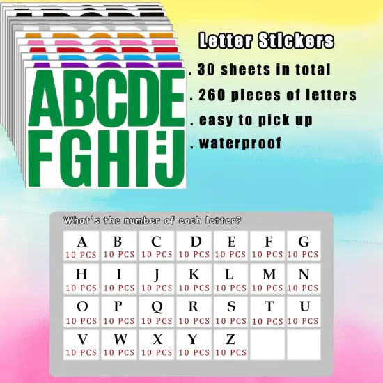 340 Pieces 30 Sheets Large Letter Stickers {2}