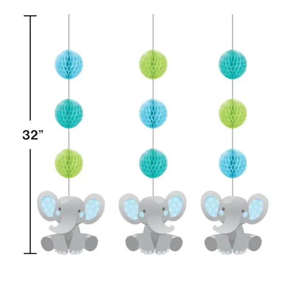 Enchanting Elephants Boy Hanging Cutouts - 3ct {3}