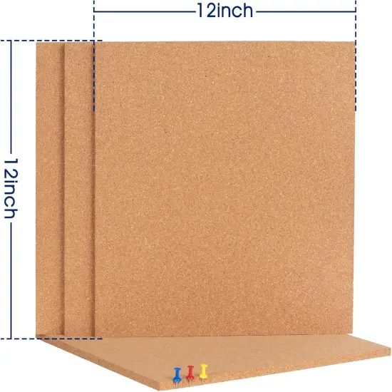4 Pack Extra Thick 12x12 Inches Cork Board Tiles for Home Office Decor {4}