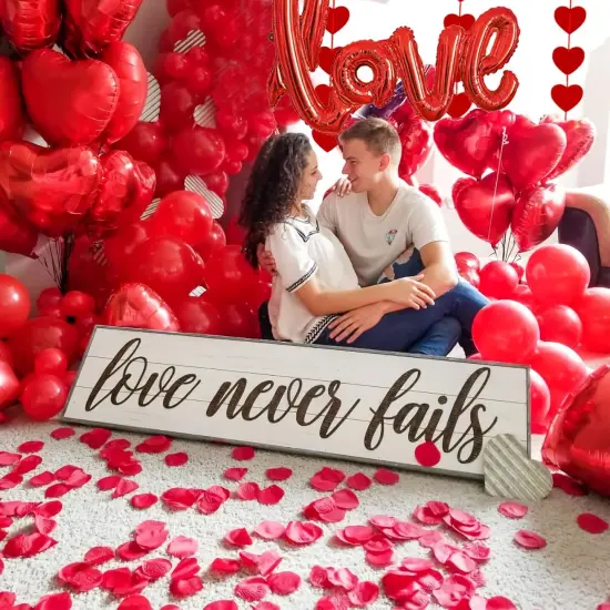 Anniversary Party Decoration Set &ndash; Banner, Balloons, Garland & Rose Petals {4}