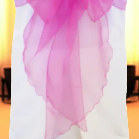 10 Pieces Angle End Organza Chair Sashes 12 by 116 inches Magenta or Azalea {5}