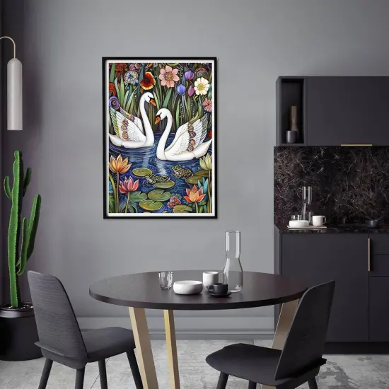 5D Diamond Art Kits for Adults, Swan Animals Diamond Painting Art Lake Scenery DIY Full Round Drill Kits, Embroidery Rhinestone Diamond Crystal Craft Canvas Home Wall Decor 12x16 inch {3}