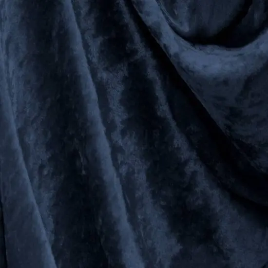 1 Yard Marino Blue Crushed Panne Velour Fabric 58/60" Wide, 100% Polyester, Soft Stretch Velvet {1}