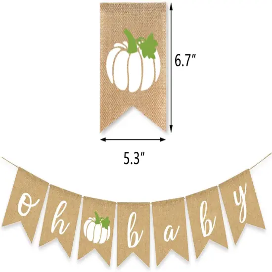 White Pumpkin Baby Shower Fall Banner Gender Neutral Autumn {2}
