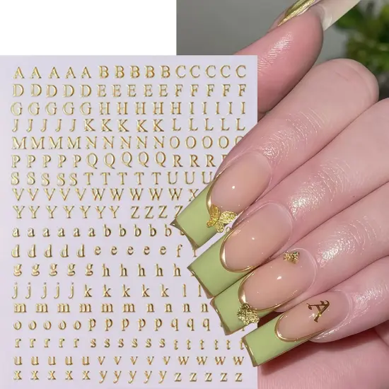 8Pcs Letter Nail Stickers 3D Self-Adhesive English Alphabet {2}