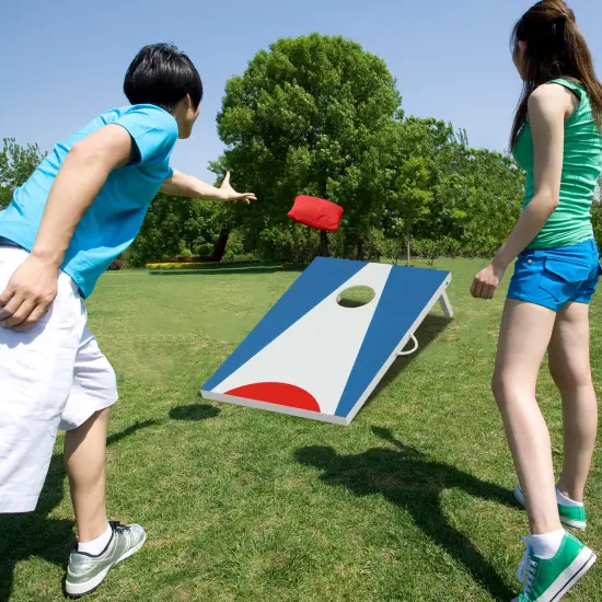 Portable Cornhole Board Set with Foldable Legs and Carry Handle {3}