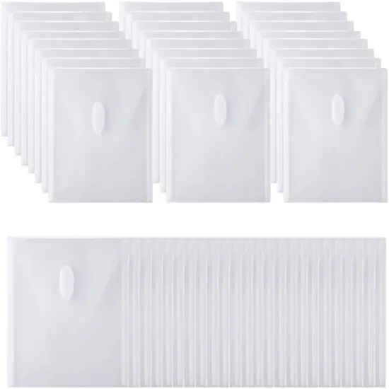 48 Packs Clear Plastic Small Envelope with Hook & Loop Closure 5 1/2 x 7 1/2 Ploy Envelope {1}