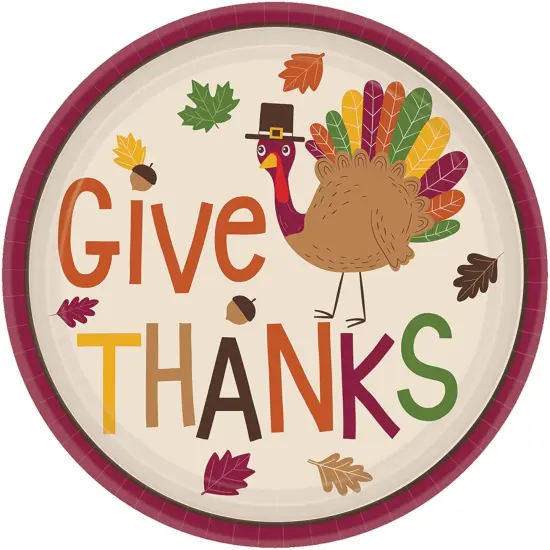 Gobble Gobble Tom Turkey Thanksgiving Paper Appetizer/Dessert Plates - 18ct {1}