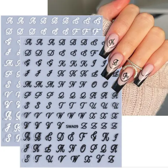 8 Sheets Vintage English Letter Nail Decals {2}