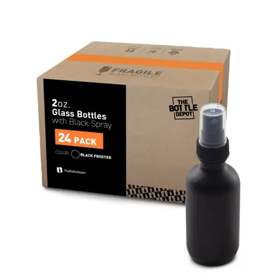 24 Pack - 2 oz Glass Spray Bottle - Black {5}