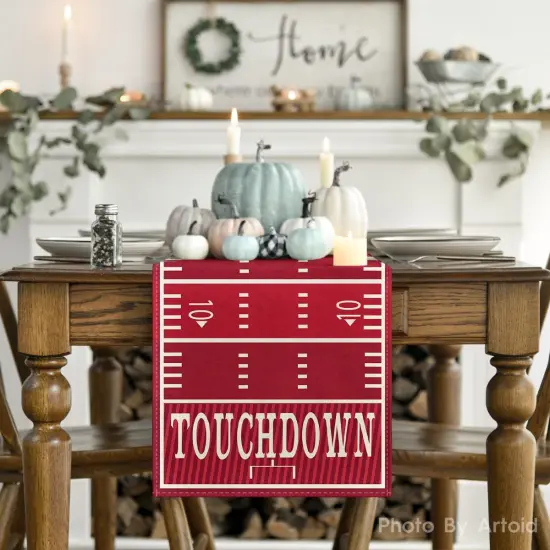Red Touch Down American Football Court Table Runner,13x72 Inch {2}