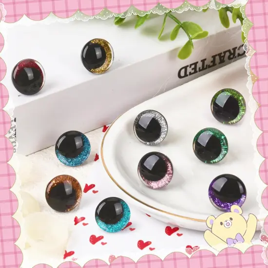 120Pieces 3D Glitter Plastic Safety Eyes - 10 Colors {4}