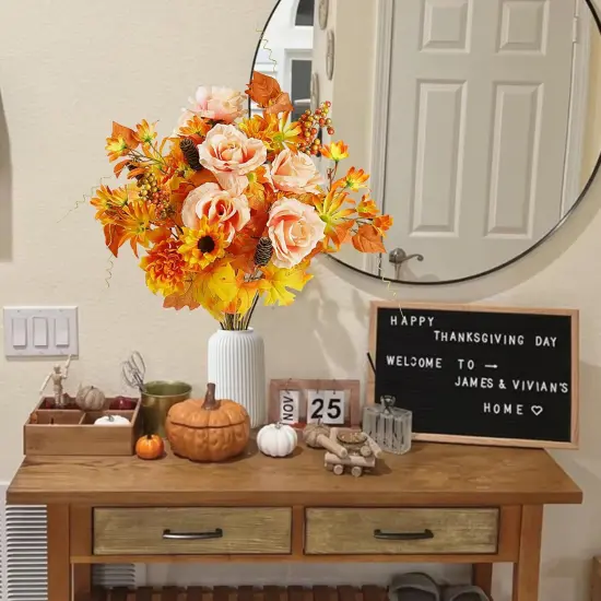 2 Pcs Artificial Fall Flowers (Yellow) {2}