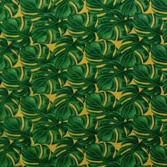 1 Yard All Over Monstera Leaf Fabric, 100% Polyester, 36in L x 45in W Tropical Print Yellow/Green {4}