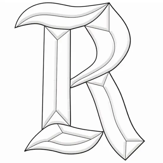 4-1/8" x 5-5/8" Exquisite Clear Glass Letter R Bevel Cluster BLR {1}