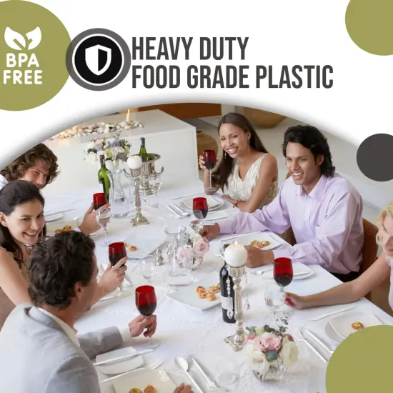 Trendables Disposable Silverware Set - Wedding Plastic Cutlery Dinnerware - Includes modern Forks, Plastic Spoons, disposable Knives - reflective Plastic Utensils Party Set {5}