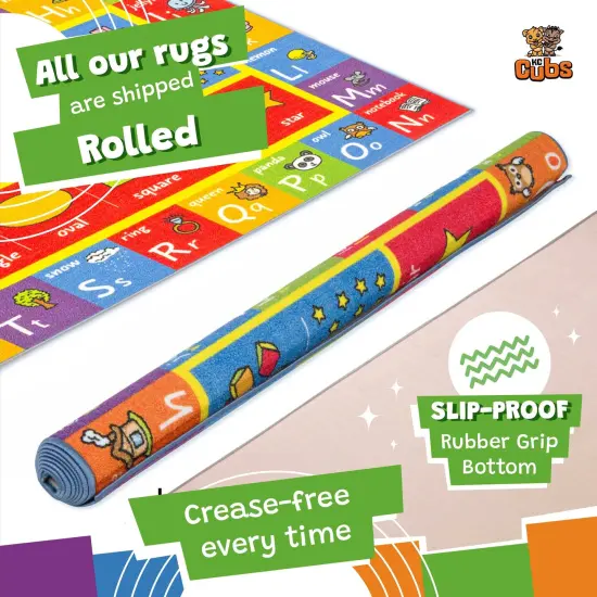 KC Cubs: Educational Rug: ABC Alphabet, Numbers & Shapes - 3x5' Playmat - Interactive Play, Activity Area Carpet, Bedroom-Classroom, Baby-Toddler-Kids {4}