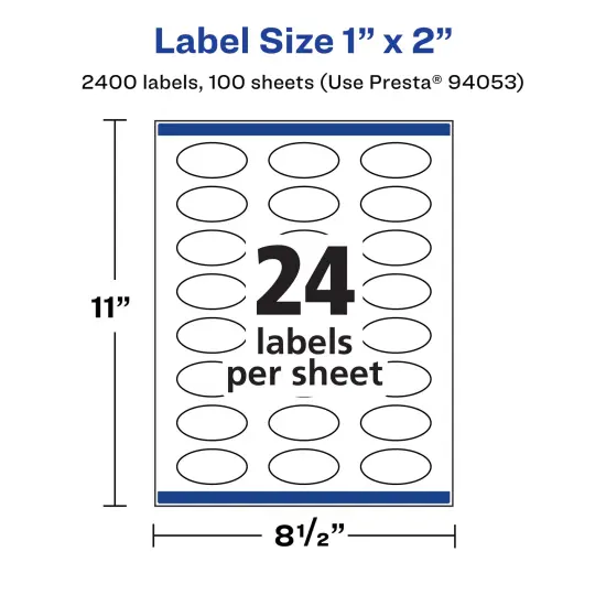 Avery Durable Waterproof Oval Labels with Sure Feed, 1" x 2" {5}