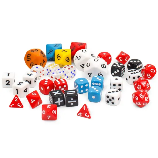 Junior Learning: Dice Multi-Pack - 150 Various Pieces - Multiple Sizes & Values, Math Concepts-Fractions-Equations, Use For Kids Play & Learning Games {5}