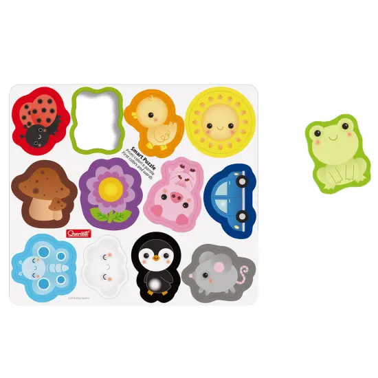 Quercetti: Smart Puzzle - First Colors - 13pc Double-Sided Magnetic, Animal-Nature-Car Shaped pcs, Preschool Toy, Baby Activities, Toddler-Kids Age 1+ {7}