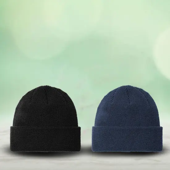 Port Authority&reg; Thermal Knit Cuffed Beanie, 100% Acrylic Chunky Waffle Knit Hat Deep Black {2}