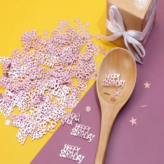 Party Confetti Happy Birthday+Star+Round+Strip Foil Confetti (Rose Gold) {4}