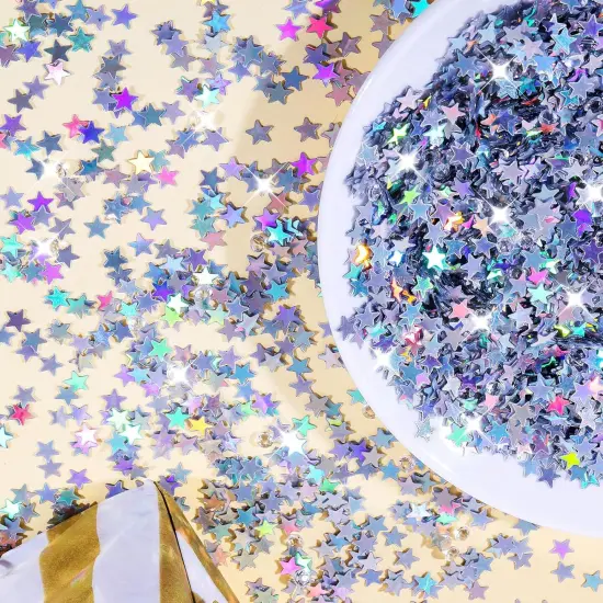 30g Star Confetti with Sparkles Silver Stars {2}