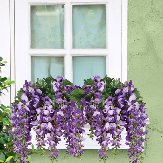 Collections Etc Artificial Cascading Wisteria Vine Bushes - Set of 2 {6}