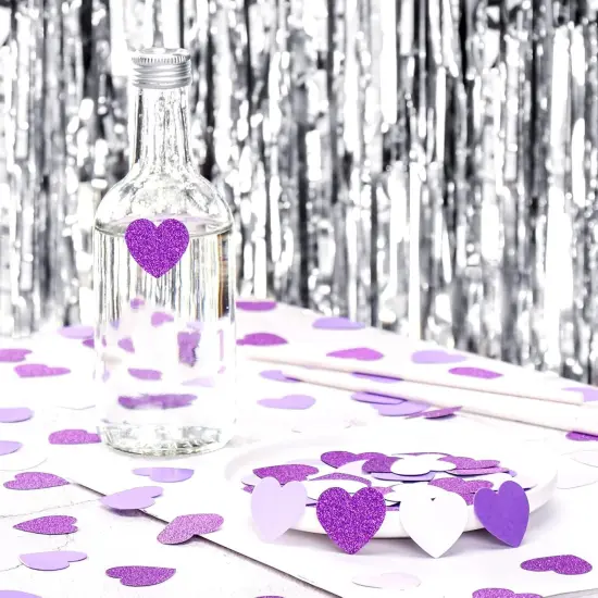 Purple White Lavender Heart Confetti - 300pcs {2}