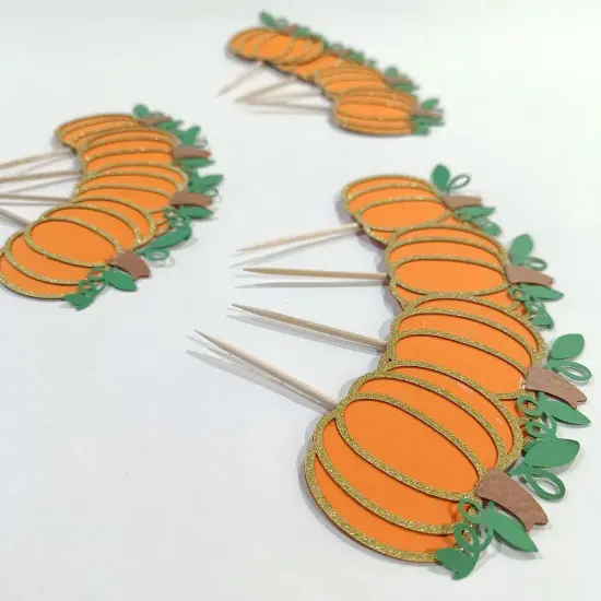 Pumpkin Cupcake Toppers Halloween Party Supplies {5}
