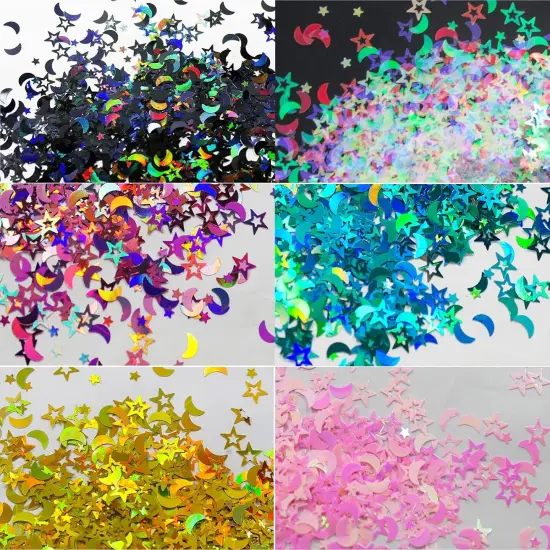 6 Colors Star Moon Chunky Glitter Flakes Resin Epoxy Accessories {2}