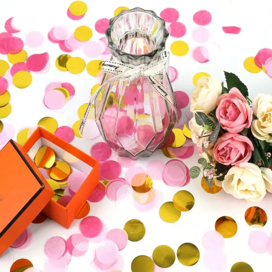 5000 Pieces Tissue Paper Confetti Circles - Pink and Gold {2}