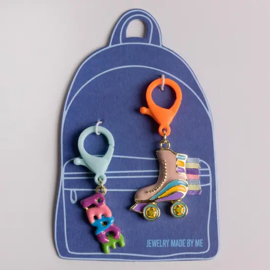Enamel Roller Skate and Peace Word Backpack Charm Set of 2 {2}