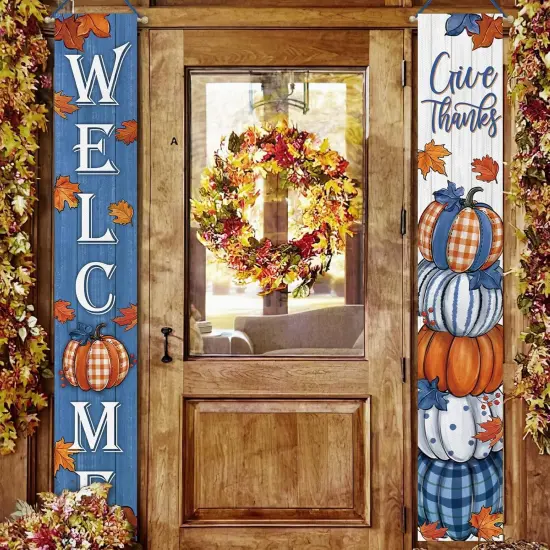 Welcome Fall Thanksgiving Pumpkin Porch Banner {3}