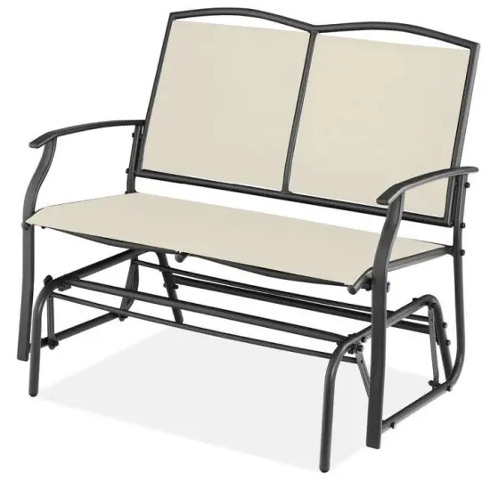 2 Seat Mesh Patio Loveseat Swing Glider Rocker with Armrests Charcoal {9}